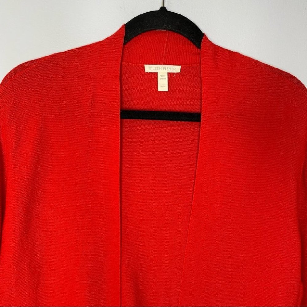 Eileen Fisher Organic Cotton Rib Knit Open Cardigan Sweater - Picture 4 of 7